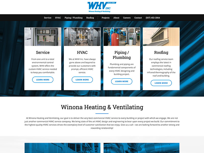 Building Service Website Design - Winona Heating & Ventilation