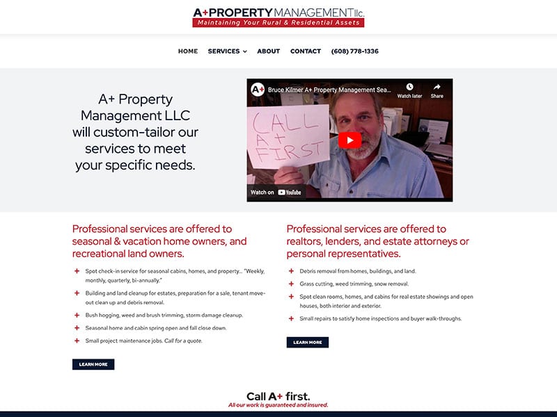 Real Estate Website Design - A+ Property Management