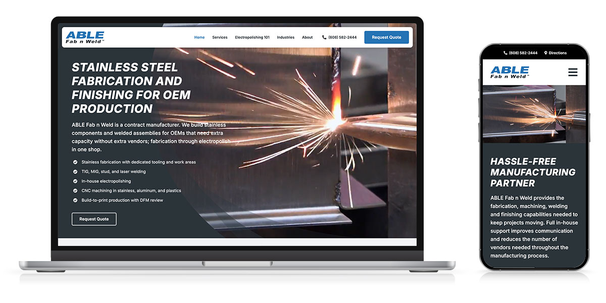 able fab n weld website responsive