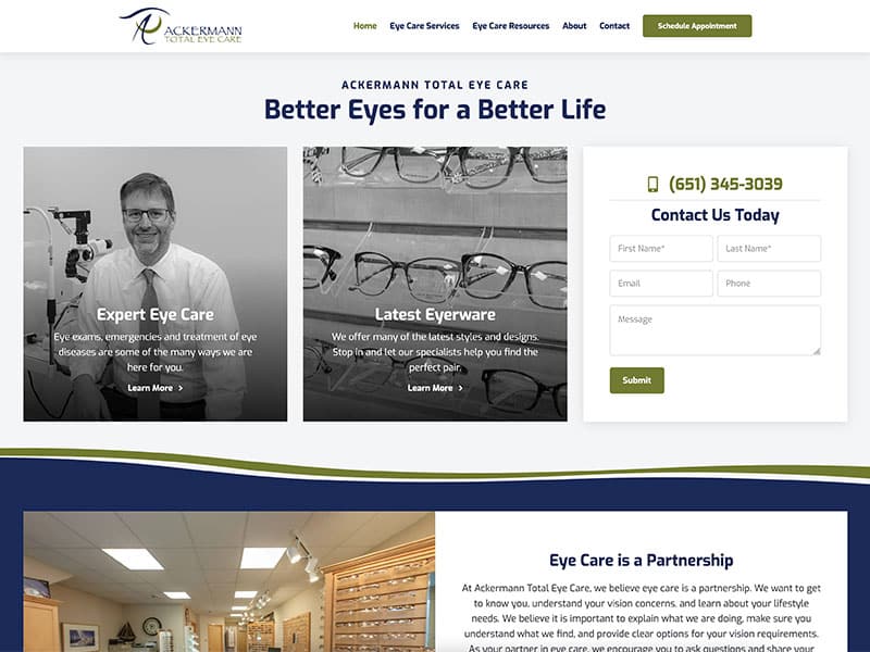 Optometry Website Design - Ackermann Total Eye Care