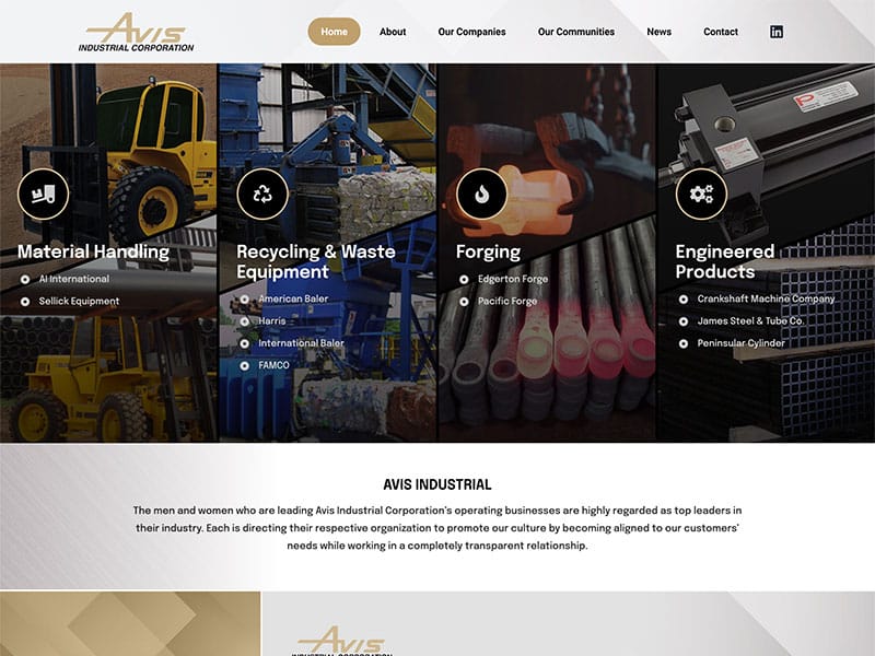 Construction Website Design - Avice Industrial Corporation