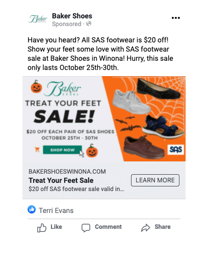 Facebook Advertising for Bakers Shoes