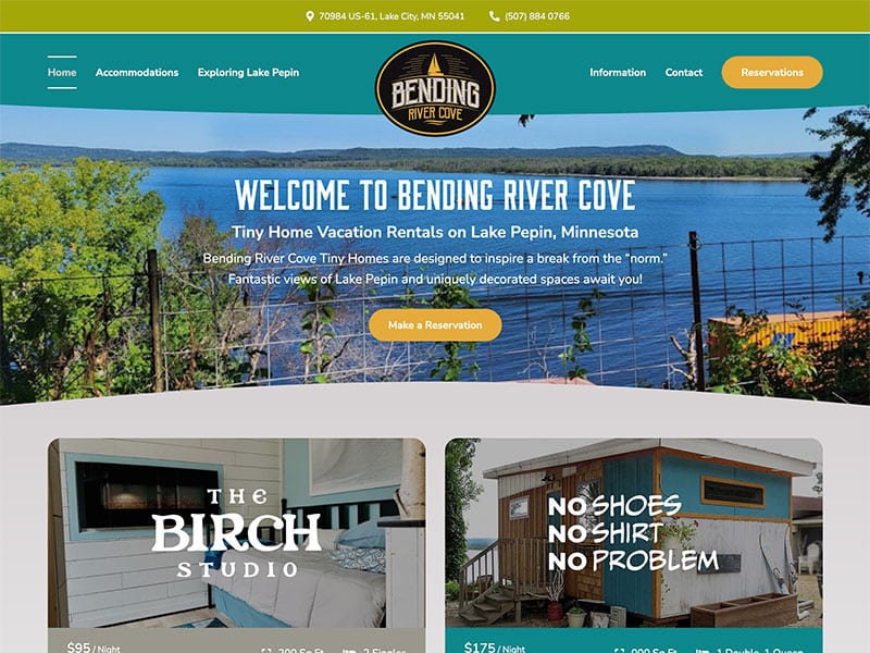 Resort Website Design - Bending River Cove