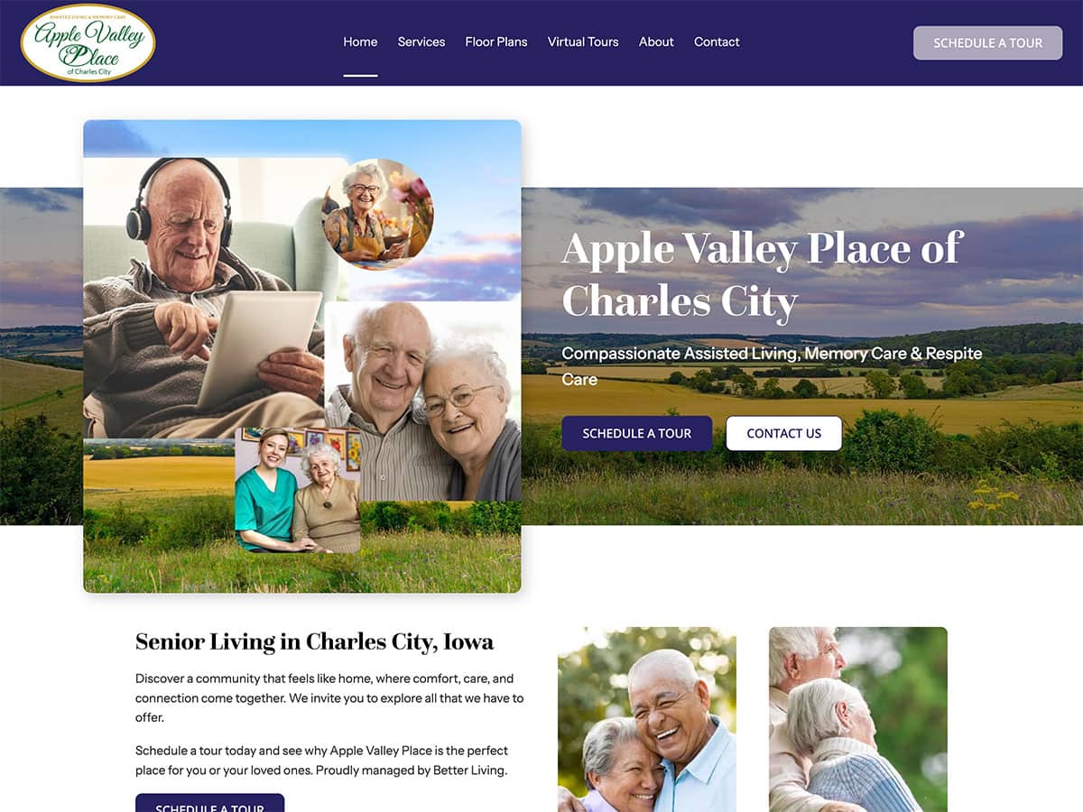 better living apple valley place charles city website screenshot