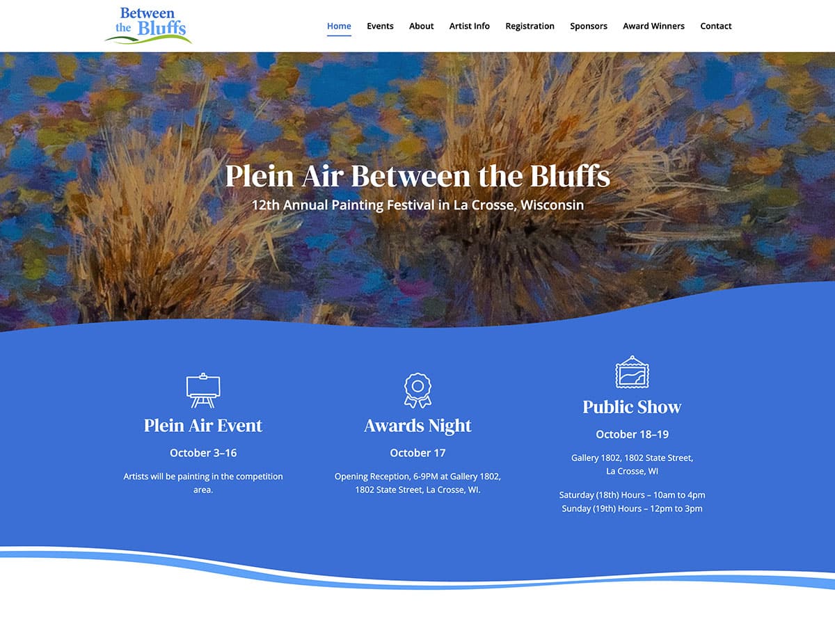 Colorful plein air painting artwork at La Crosse Wisconsin art festival.