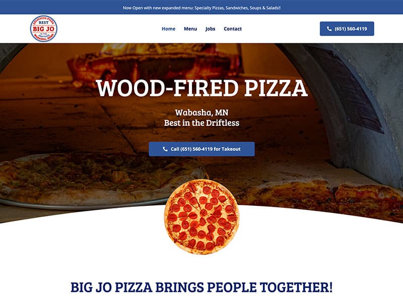 Restaurant Website Design - Big Jo Pizza