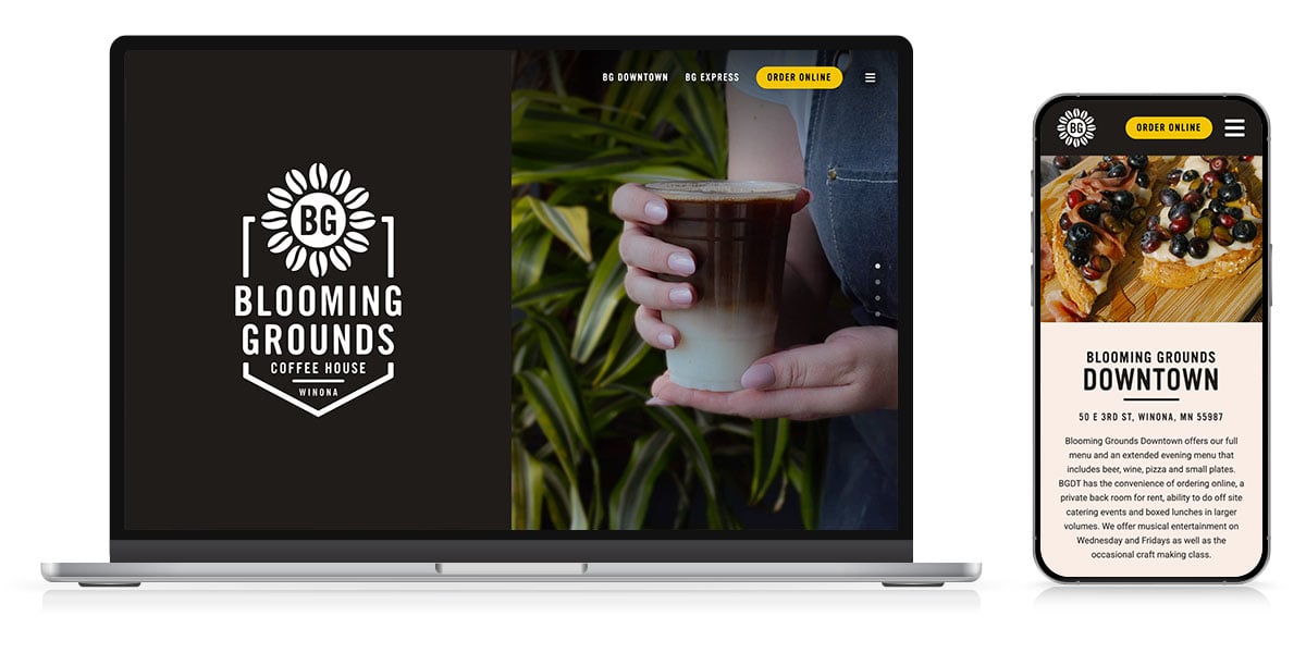 blooming grounds website responsive 2026