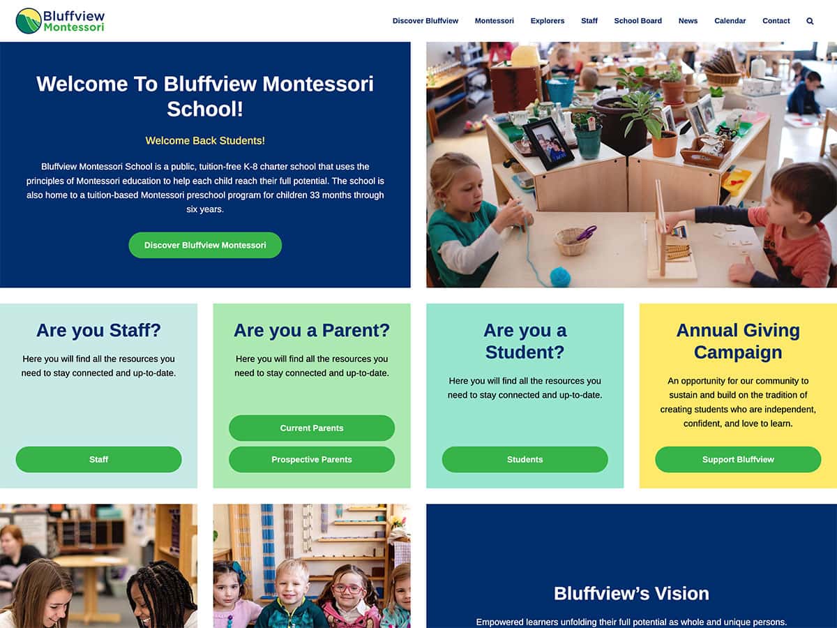 Website Redesign: Bluffview Montessori School