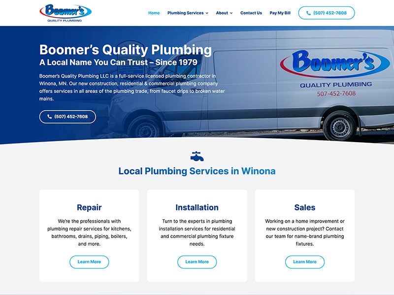 Construction Service Website Design - Boomer's Plumbing