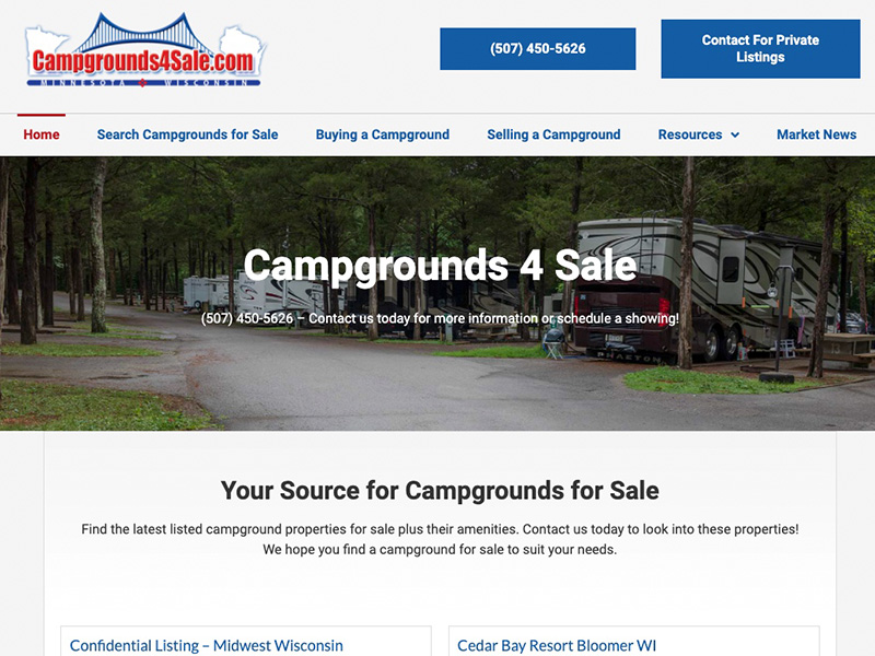 Website Launch: Campgrounds 4 Sale