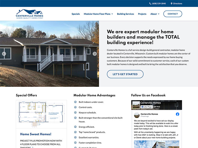 Construction Website Design - Centerville Homes