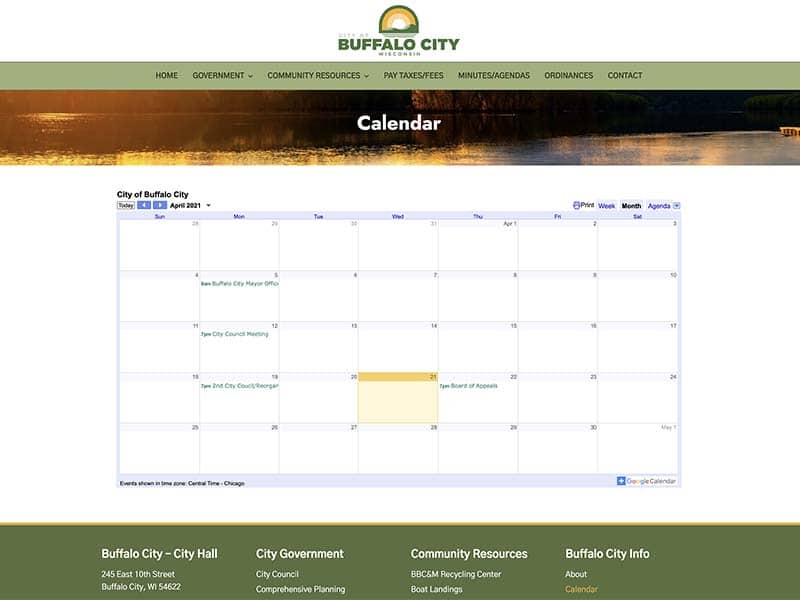 City Website Calendar