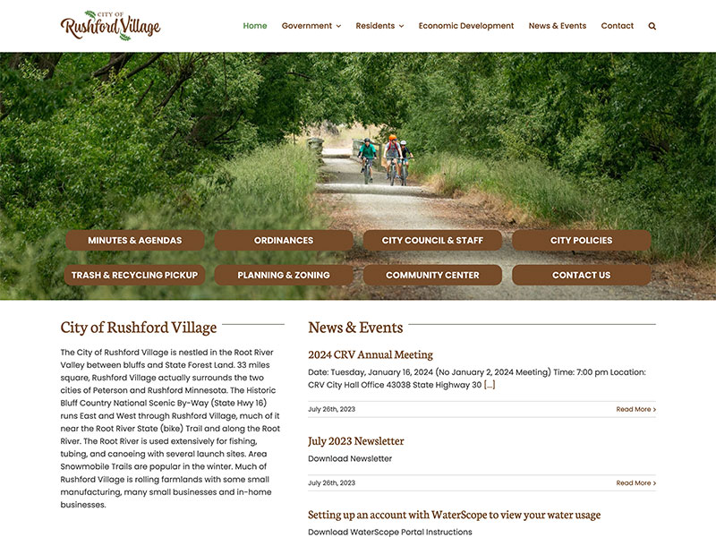 Municipal Website Design - City of Rushford Village