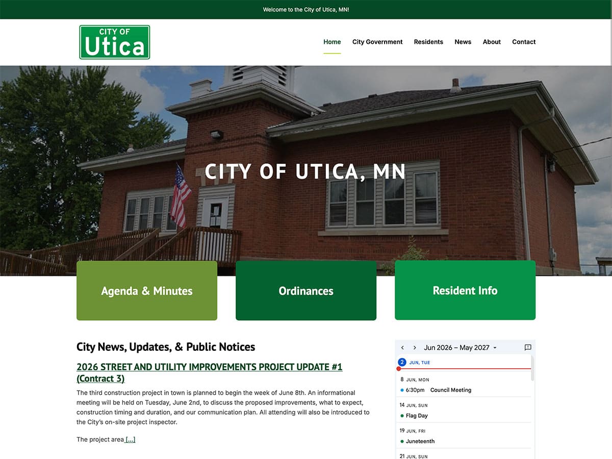 city of utica website screenshot