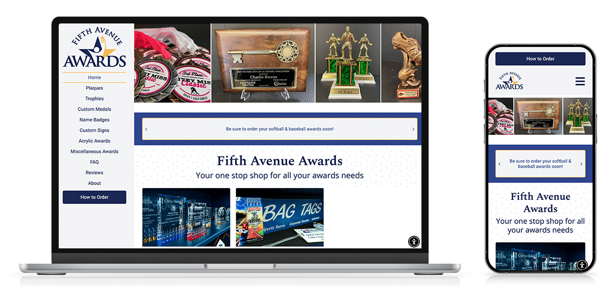 Consumer website design for Fifth Avenue Awards