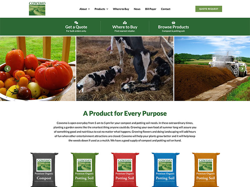 Manufacturing Website Design - Cowsmo Compost