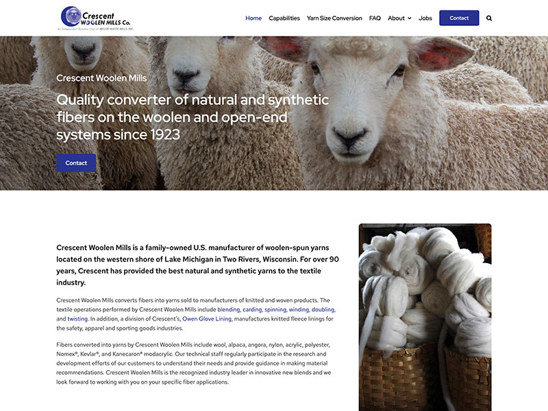 Manufacturing Website Design - Crescent Woolen Mills Co
