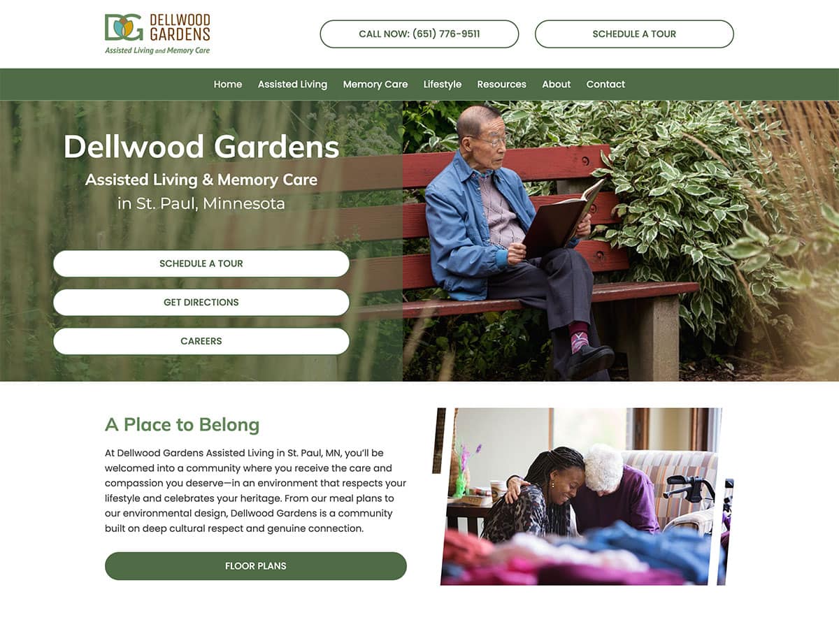dellwood gardens website screenshot