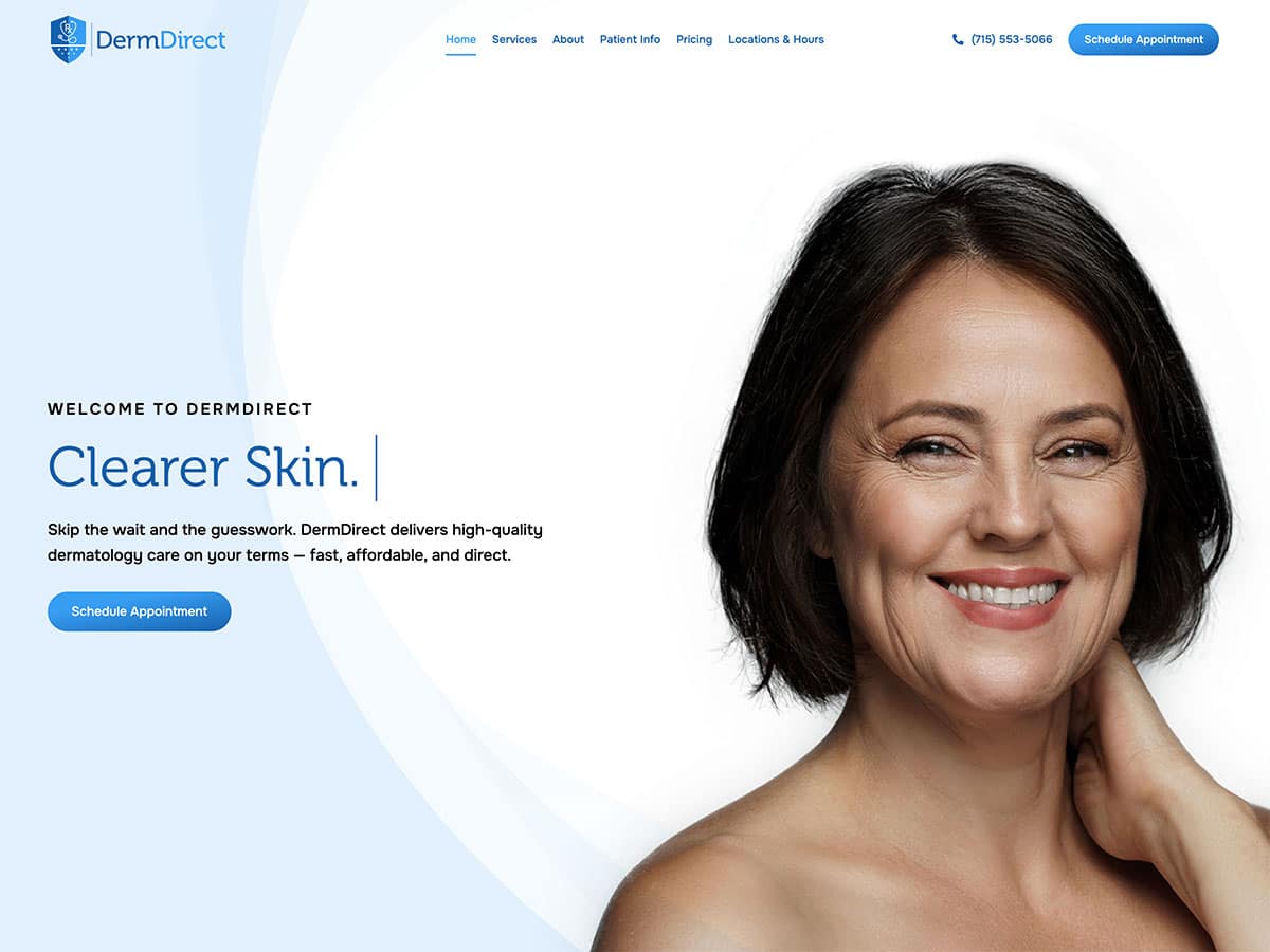 derm direct website screenhot