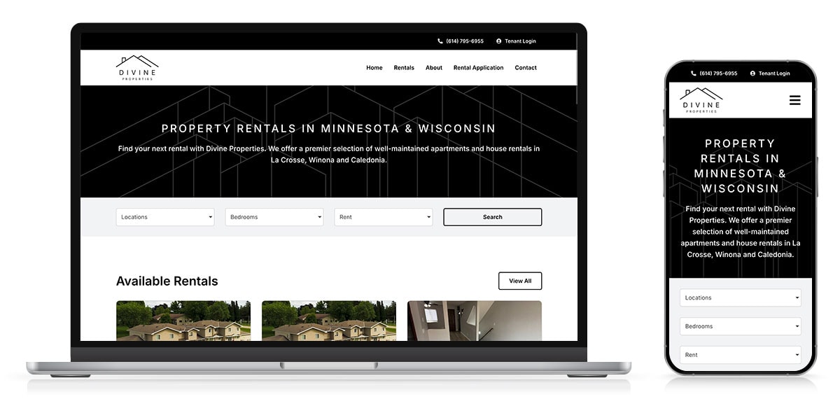 divine properties website responsive