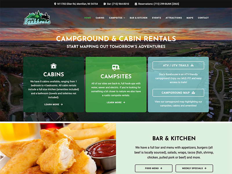 Campground Website Design - Doc's Bunkhouse
