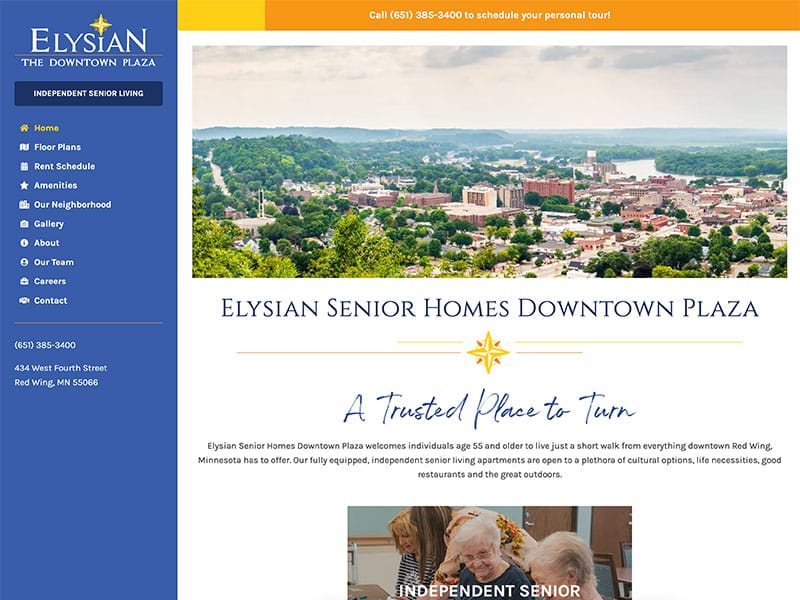 Senior Living Website Design - Elysian Downtown Plaza