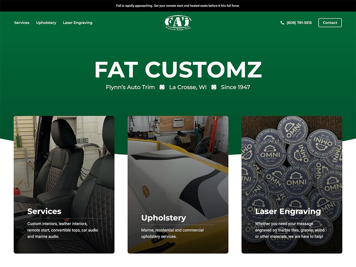 fat customz website screenshot 2025