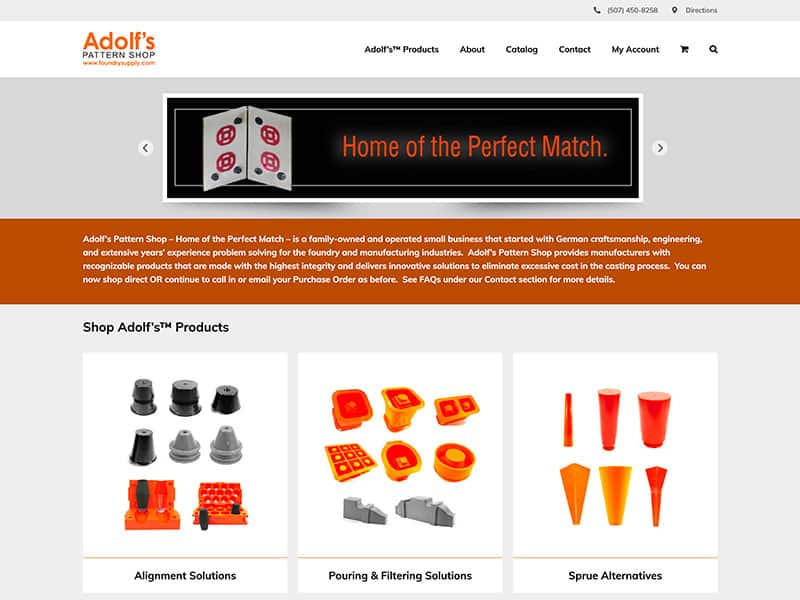 Custom Manufacturing Website Design - Foundry Supply/Adolf's Pattern Shop