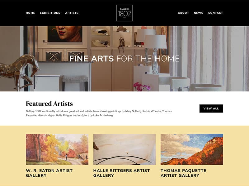 Art Gallery Website Design - Gallery 1802