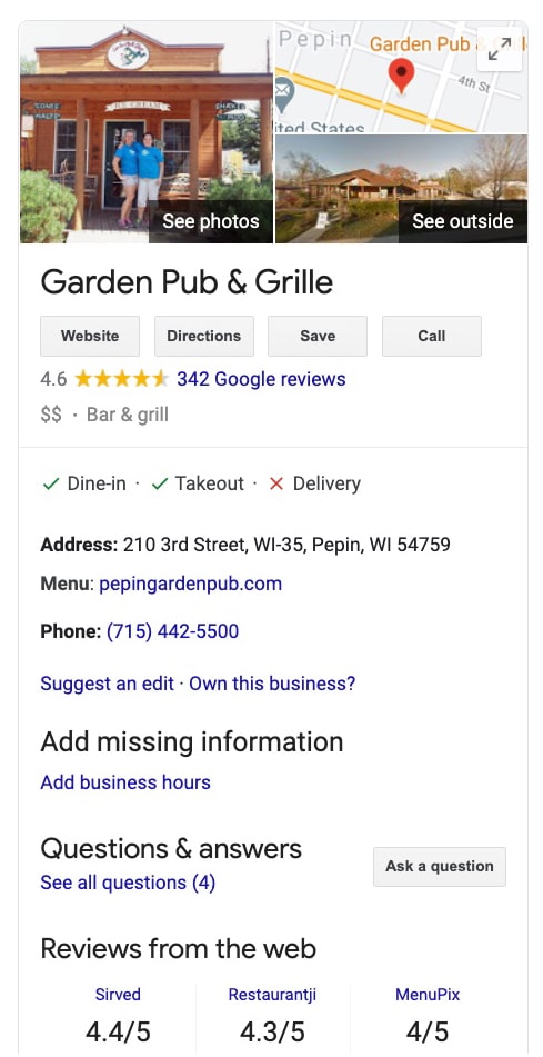Restaurant Google My Business Listing