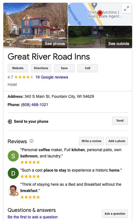 Lodging Google My Business Listing