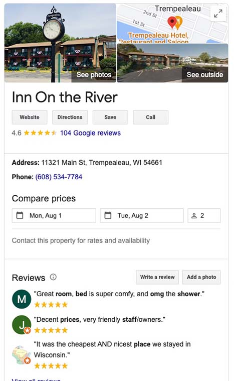Google My Business Listings Service - Inn on the River