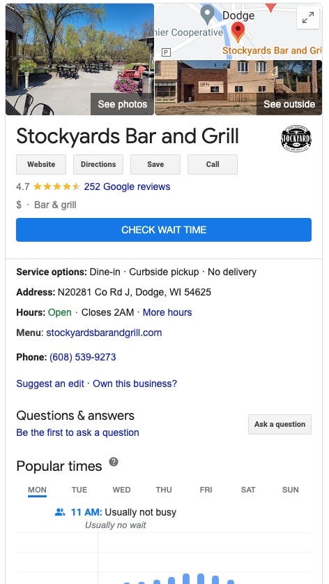 Google My Business Listing Service - Stockyards Bar and Grill