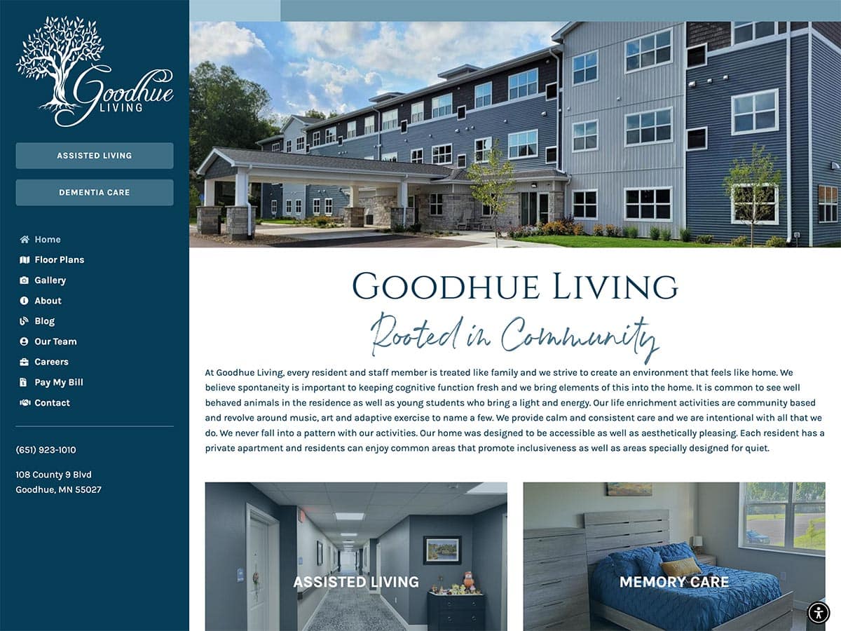 goodhue living website screenshot