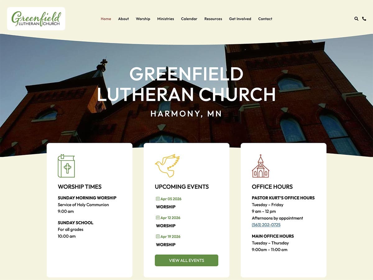 greenfield lutheran website screenshot