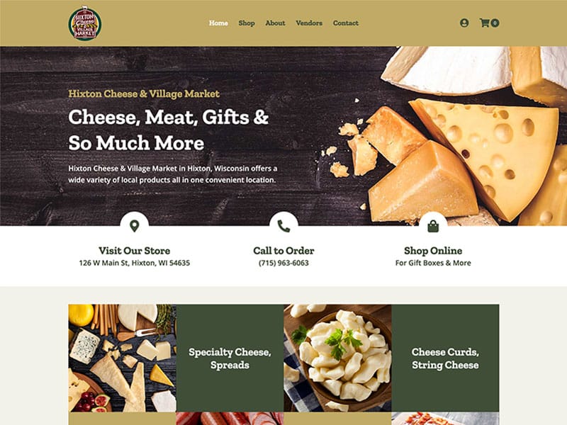 Retail Website Design - Hixton Cheese & Village Market