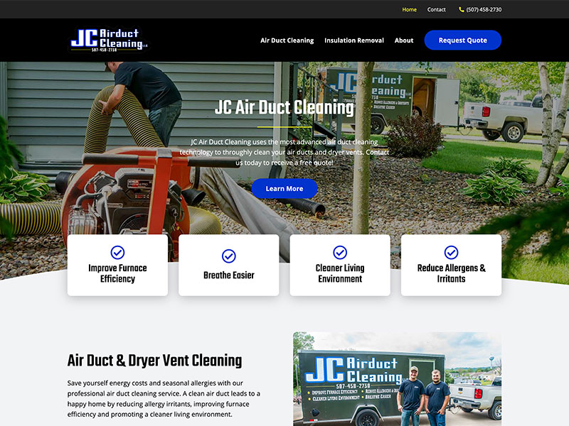 Building Trade Website Design - JC Air Duct Cleaning
