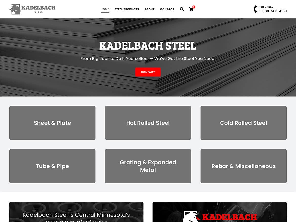 kadelbach steel website screenshot