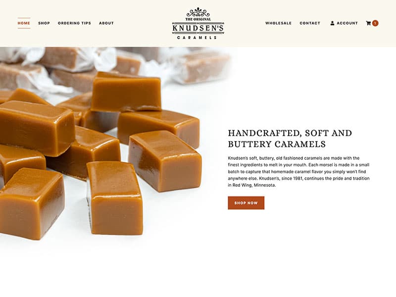 Ecommerce Website Design - Knudsen's Caramels