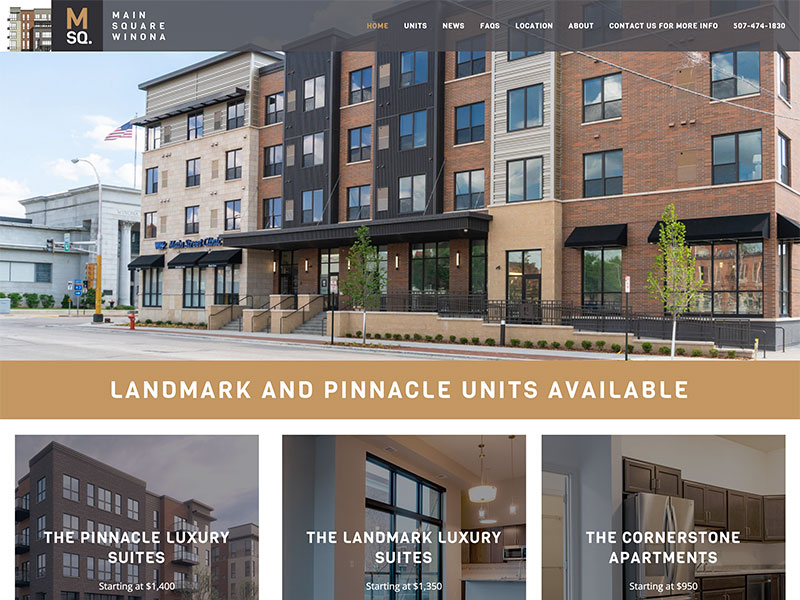 Property Management Website Design - Main Square Winona