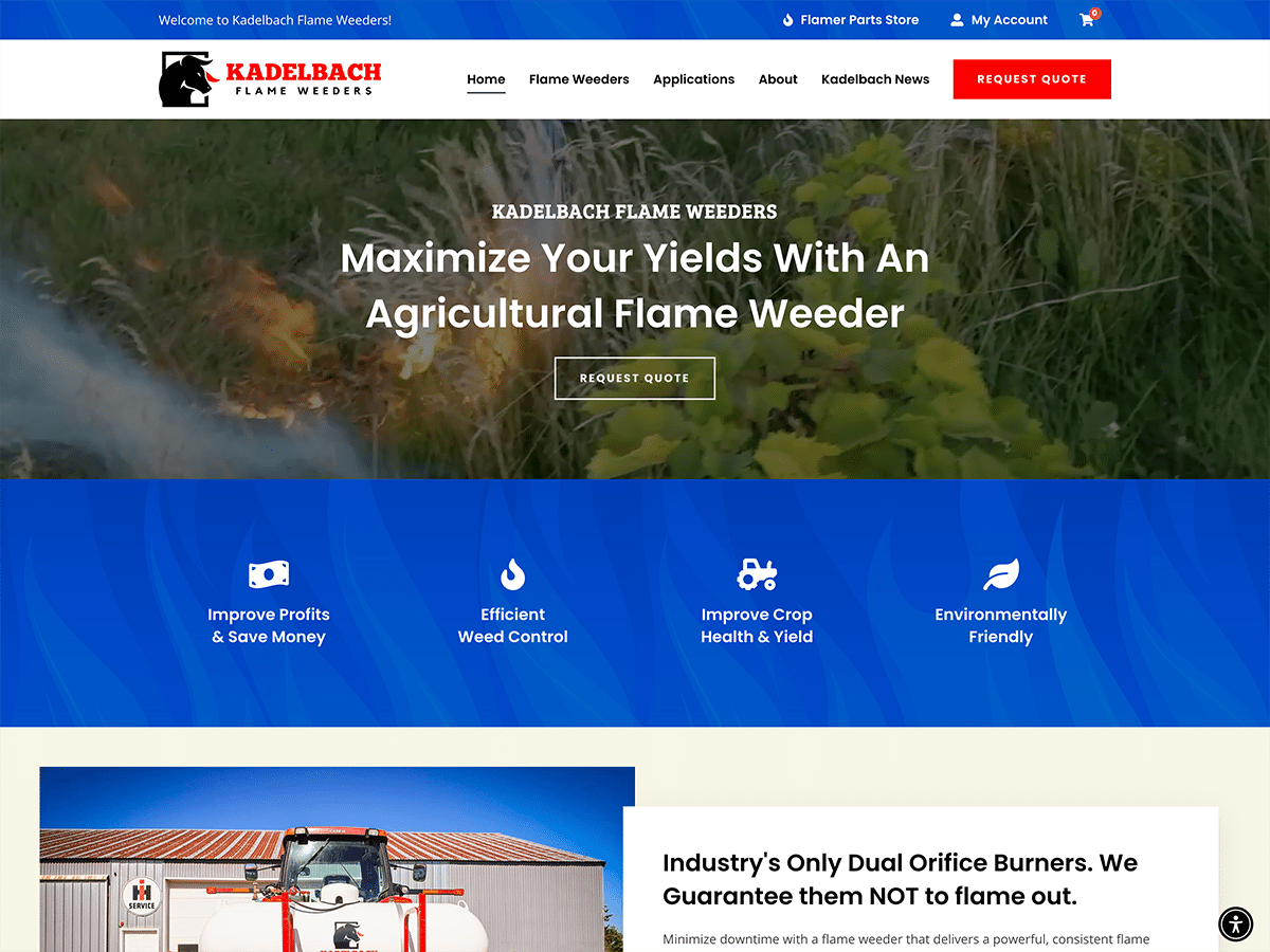 manufacturing website redesign for Kadelbach flame weeders