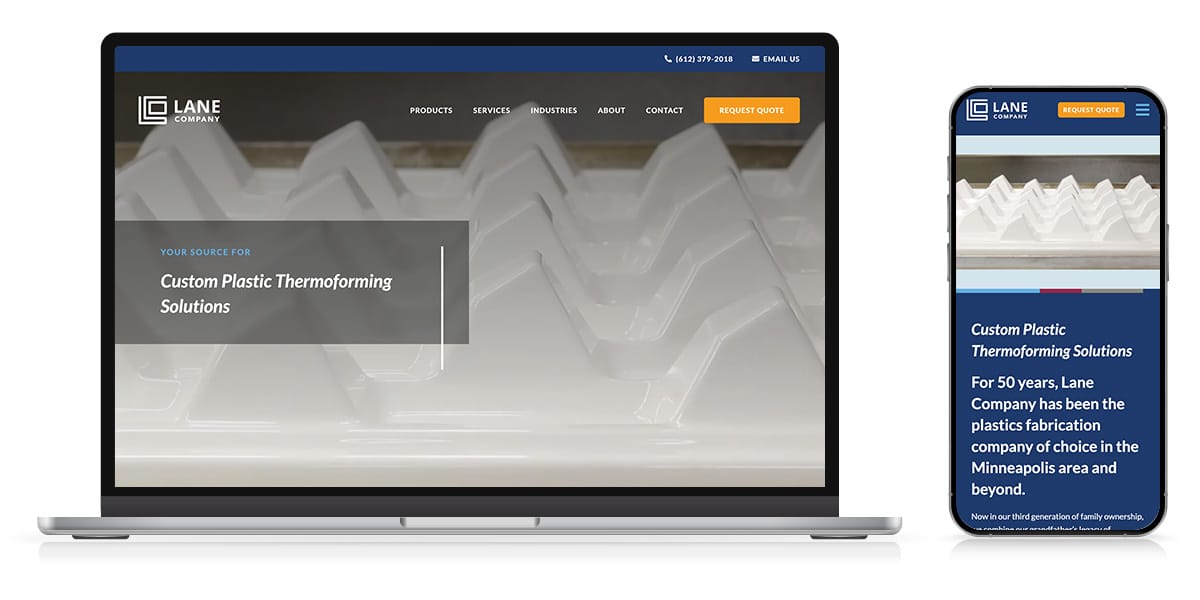 manufacturing website upgrade Lane Plastics