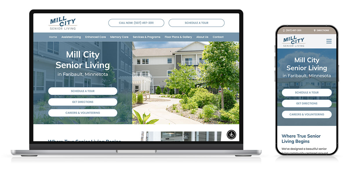 mill city senior living website responsive 2026