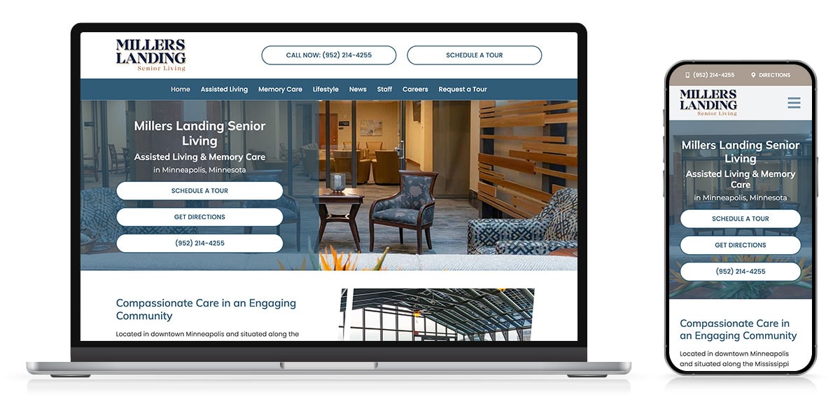 millers landing website responsive
