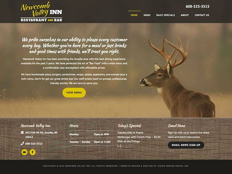 Website Launch: Newcomb Valley Inn Restaurant & Bar