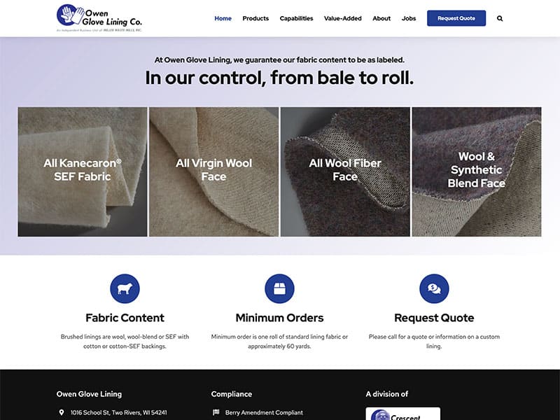 Manufacturing Website Design - Owen Glove Lining Co