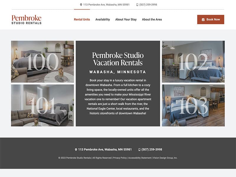 Property Management Website Design - Pembroke Studio Rentals