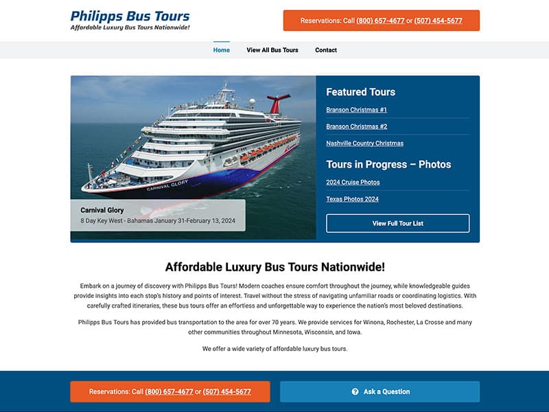 Tour & Travel Website Design - Philipps Bus Tour