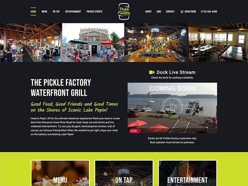 Restaurant Website Design - Pickle Factory Waterfront Grill