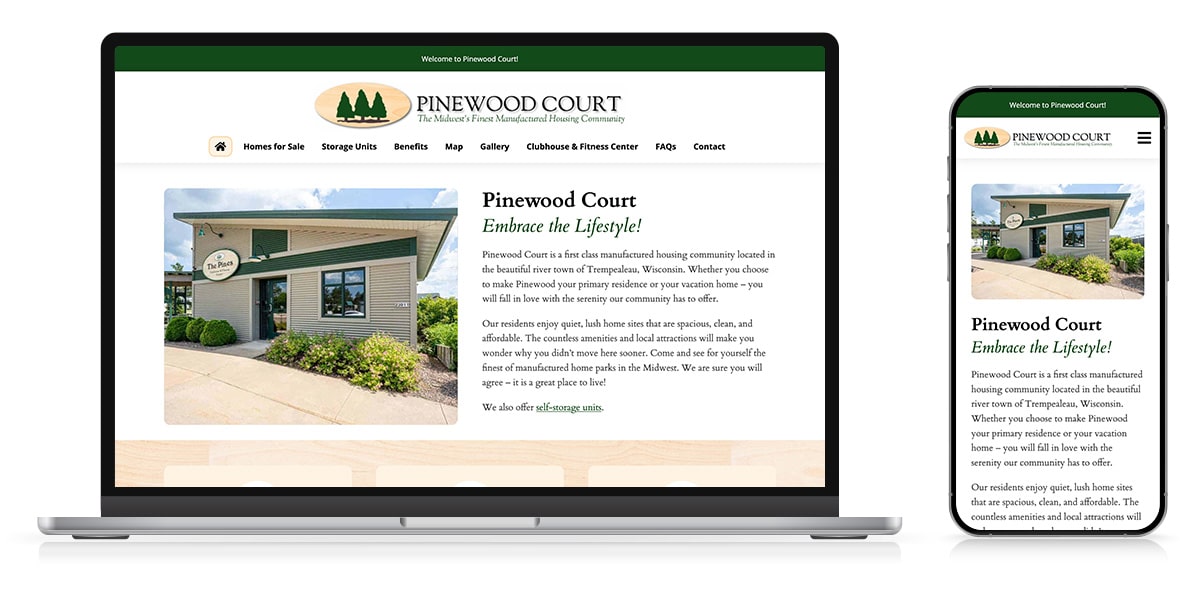Property Management Website Design for Pinewood Court